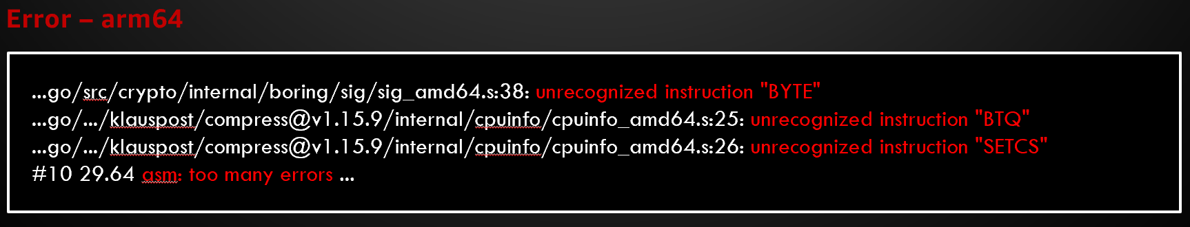 Assembly Errors
